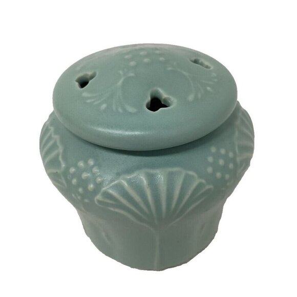 Vintage Crowning Touch Porcelain Floral Pot Pourri Holder Jar Rare Seafoam Blue - Picture 1 of 10